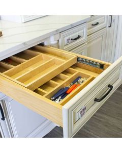 18" Two Tier Wood Cutlery Drawer