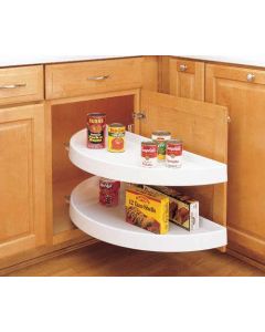 White Blind Corner Half-Moon 2 Shelf (Pivot and Slide) - Fits Best in BLB42/45 