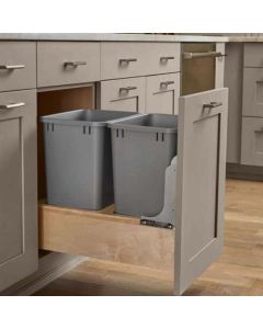 Soft Closing Door Mounting Pull-Out Double 35 Quart Can Waste Container - Lids not available - Fits Best in B18, B18FHD or B21