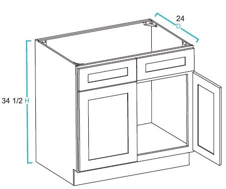 2 Drawer Front 2 Door Sink Base Cabinets
